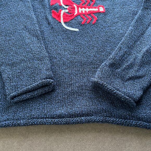 Lobster Alpaca Sweater Made In Peru American Southside Navy Blue Medium-Large - Picture 8 of 9